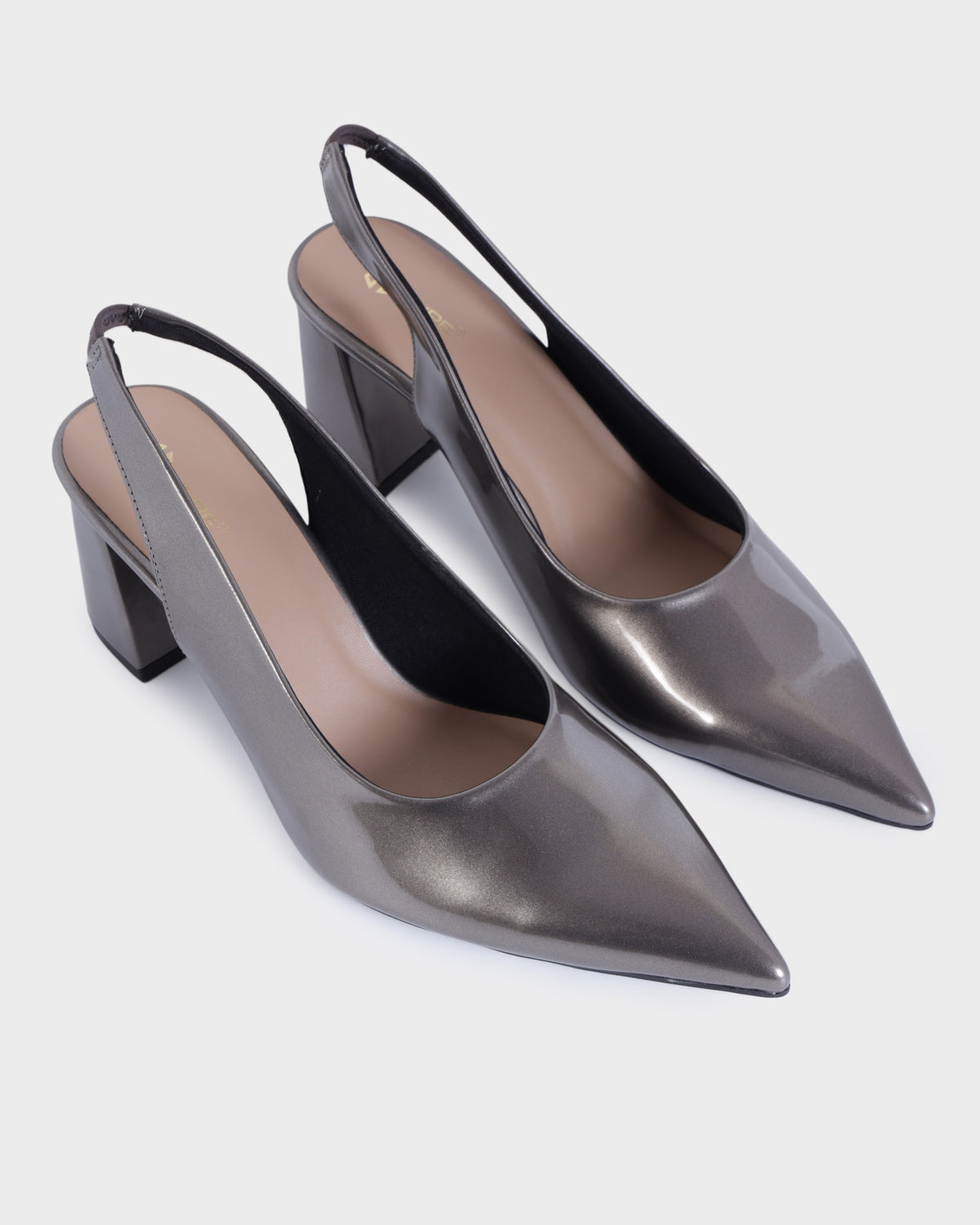 Amelie Pointed-toe Block Heel Mules photo 4 - Grey