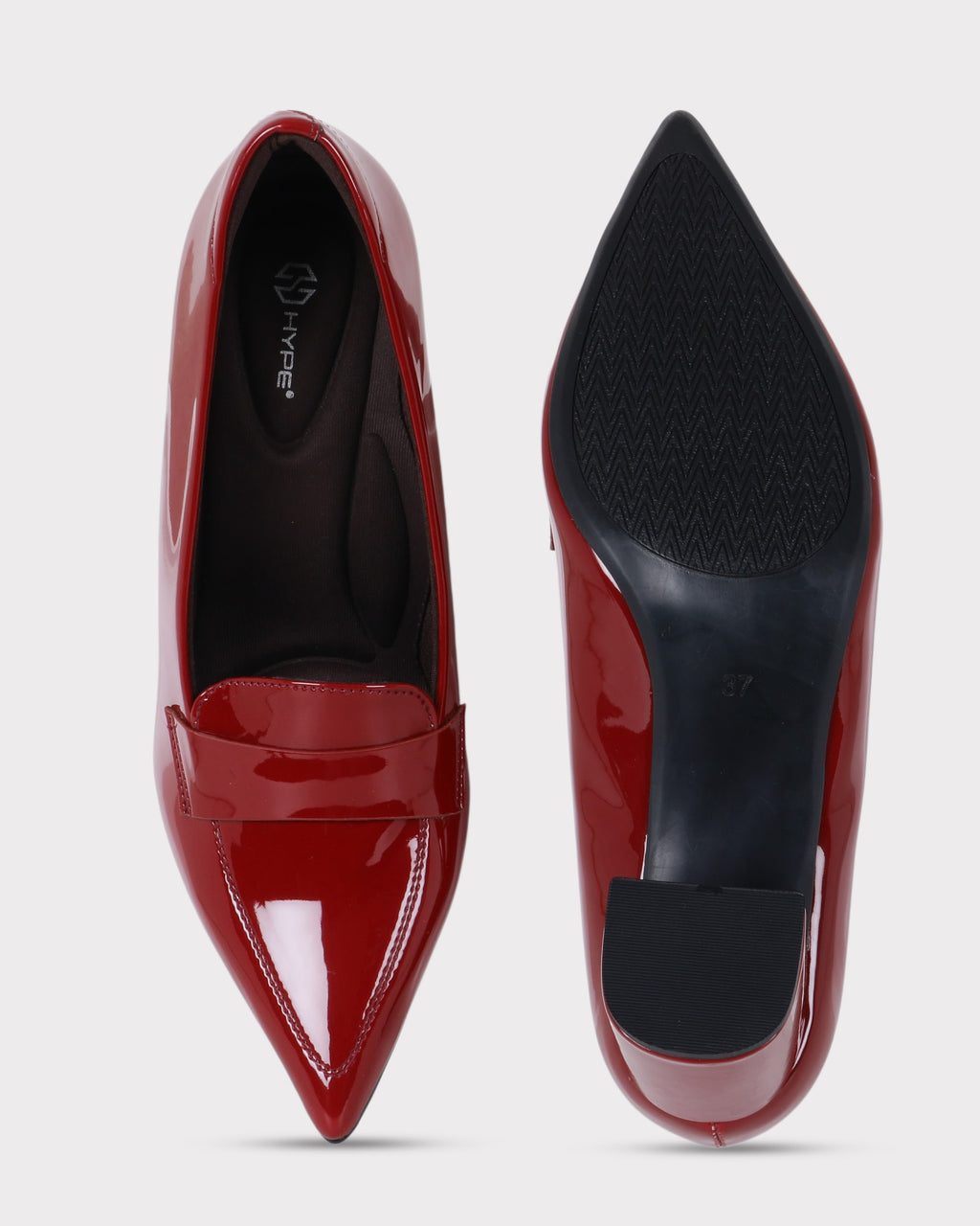 Emmy Pointed-toe Block Heel Pumps photo 2 - Maroon
