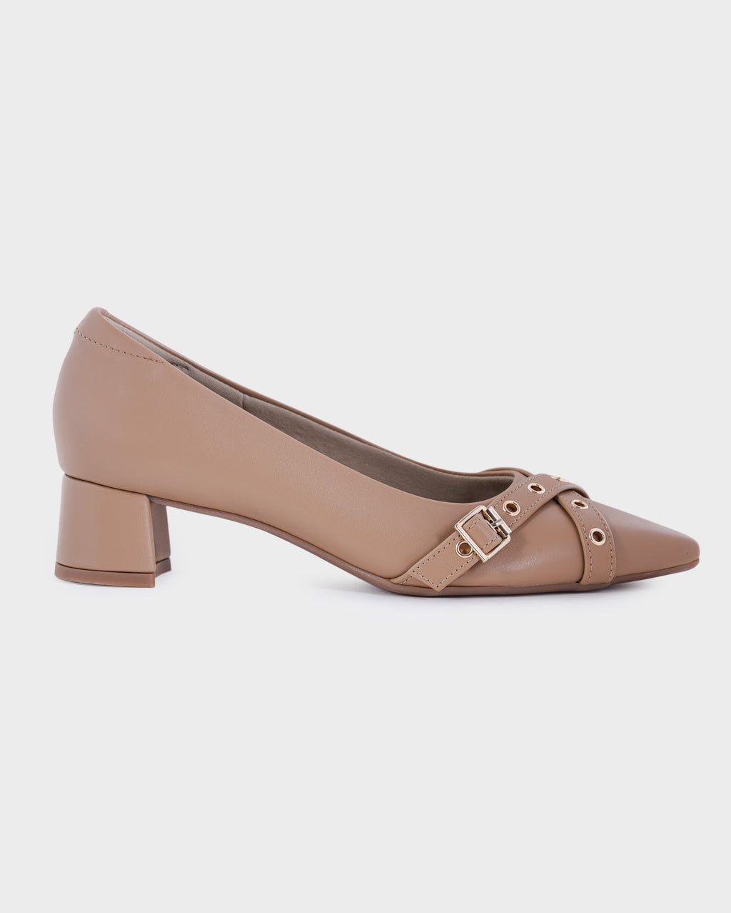 Harlow Pointed-toe Low Block Heel Pumps photo 5 - Beige