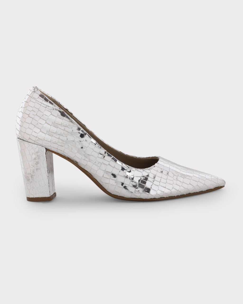 Marianna Pointed-toe Party Wear Block Heel Pumps photo 5 - Silver