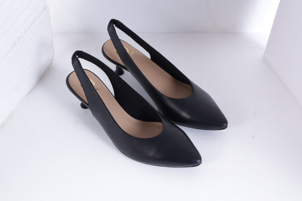 Fleur Pointed-toe Pencil Heel Mules photo 4 - Black