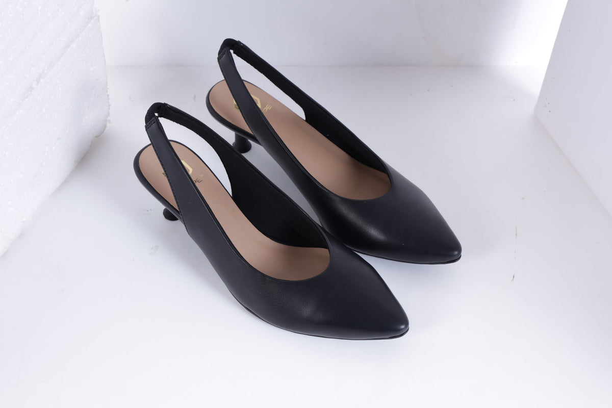 Fleur Pointed-toe Pencil Heel Mules photo 4 - Black