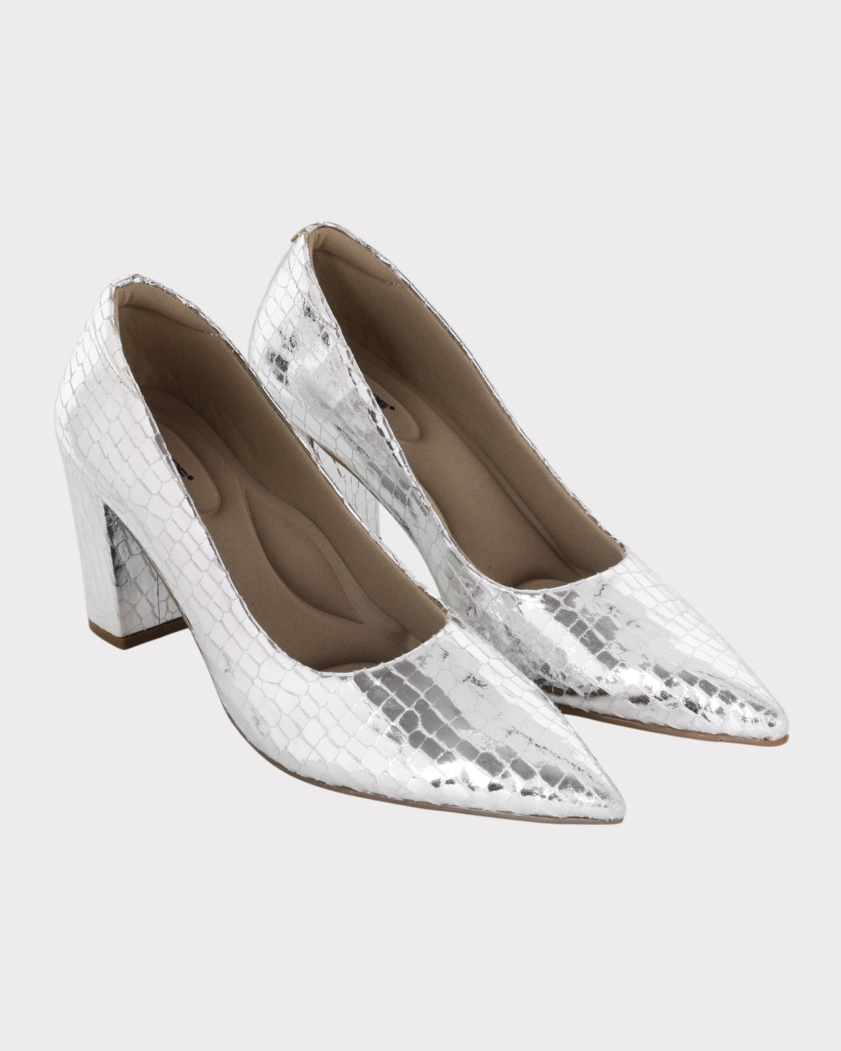 Marianna Pointed-toe Party Wear Block Heel Pumps photo 4 - Silver