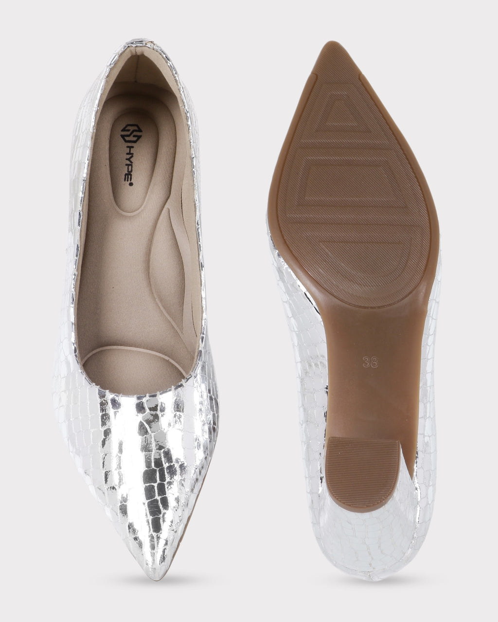 Marianna Pointed-toe Party Wear Block Heel Pumps photo 2 - Silver