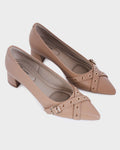 Harlow Pointed-toe Low Block Heel Pumps photo 4 - Beige
