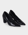 Marianna Pointed-toe Party Wear Block Heel Pumps photo 2 - Black