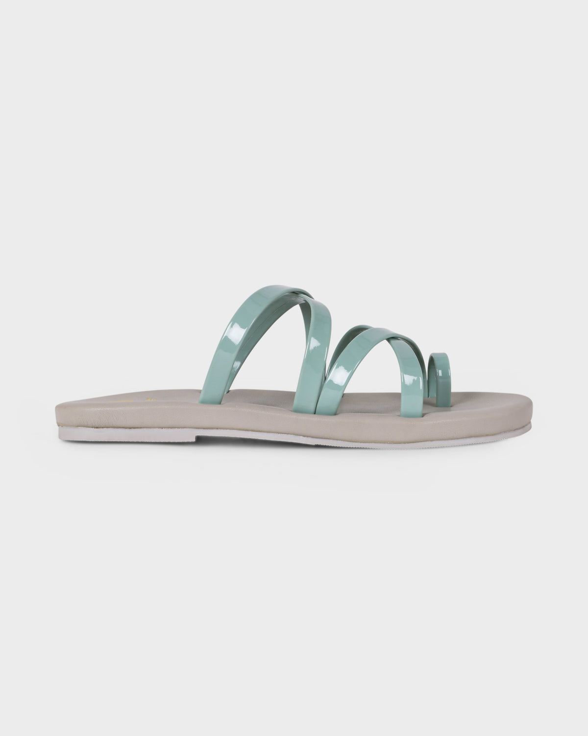 Aurelia Multi-Strap Toe-Ring Flat Slides - Green