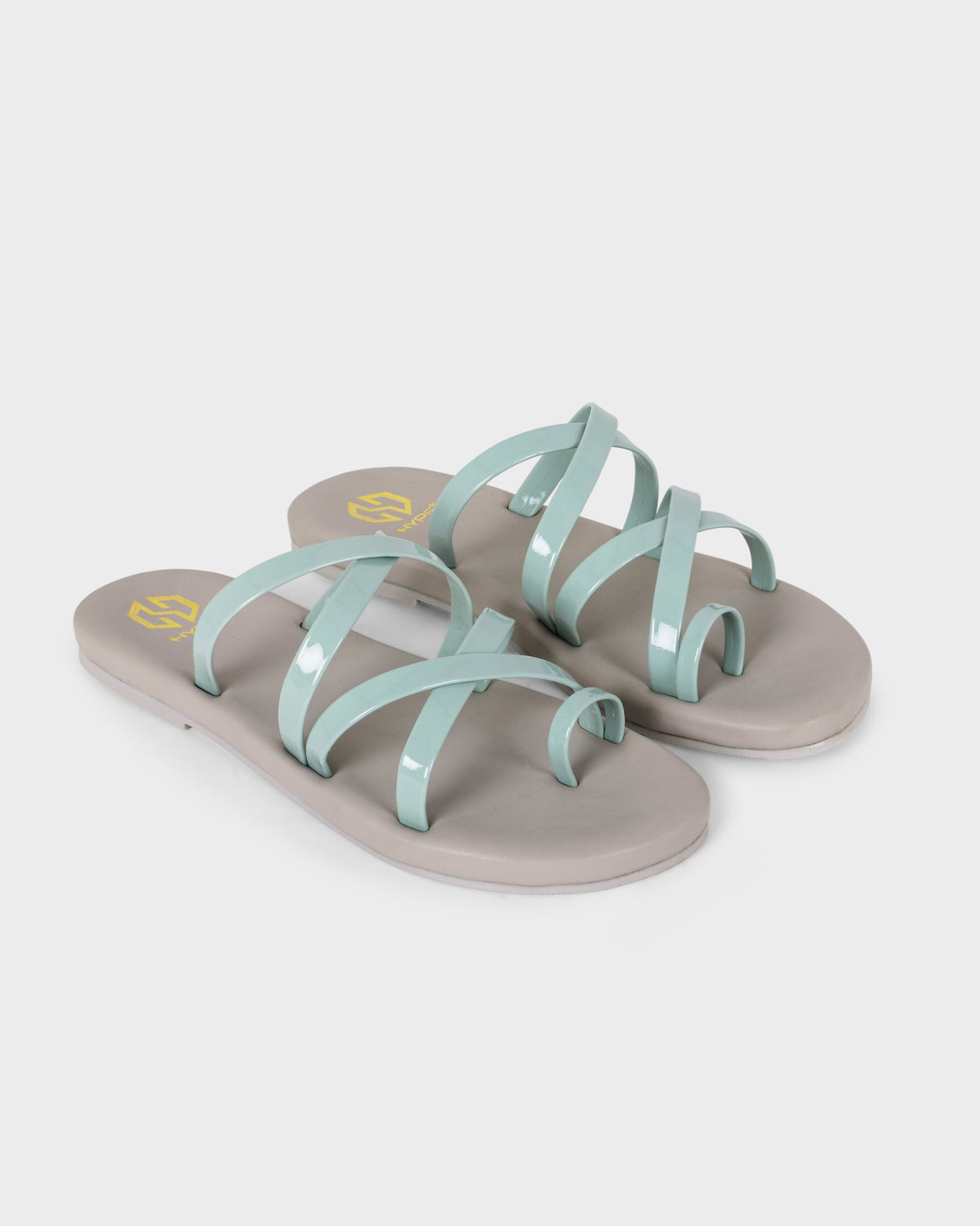 Aurelia Multi-Strap Toe-Ring Flat Slides - Green
