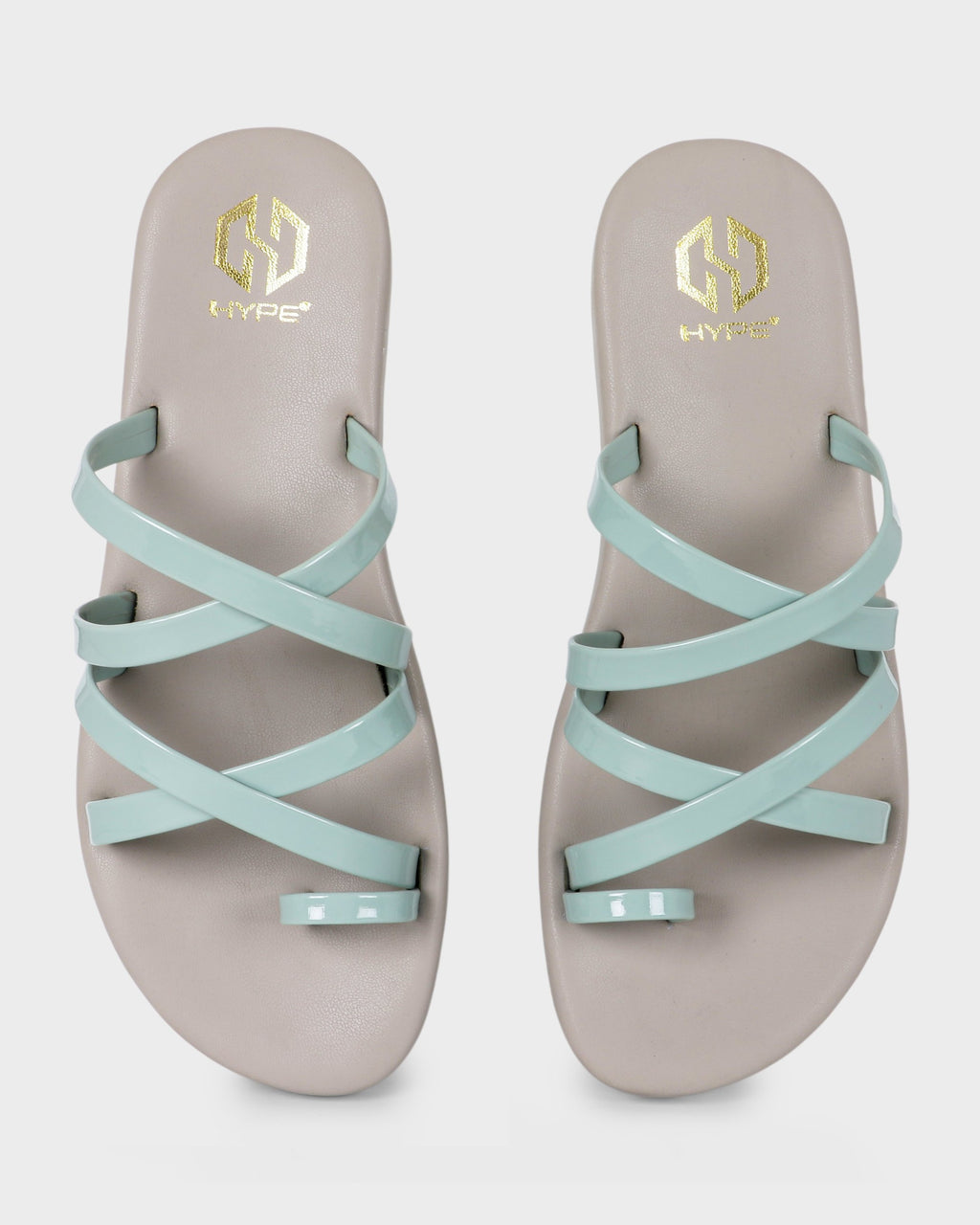 Aurelia Multi-Strap Toe-Ring Flat Slides - Green