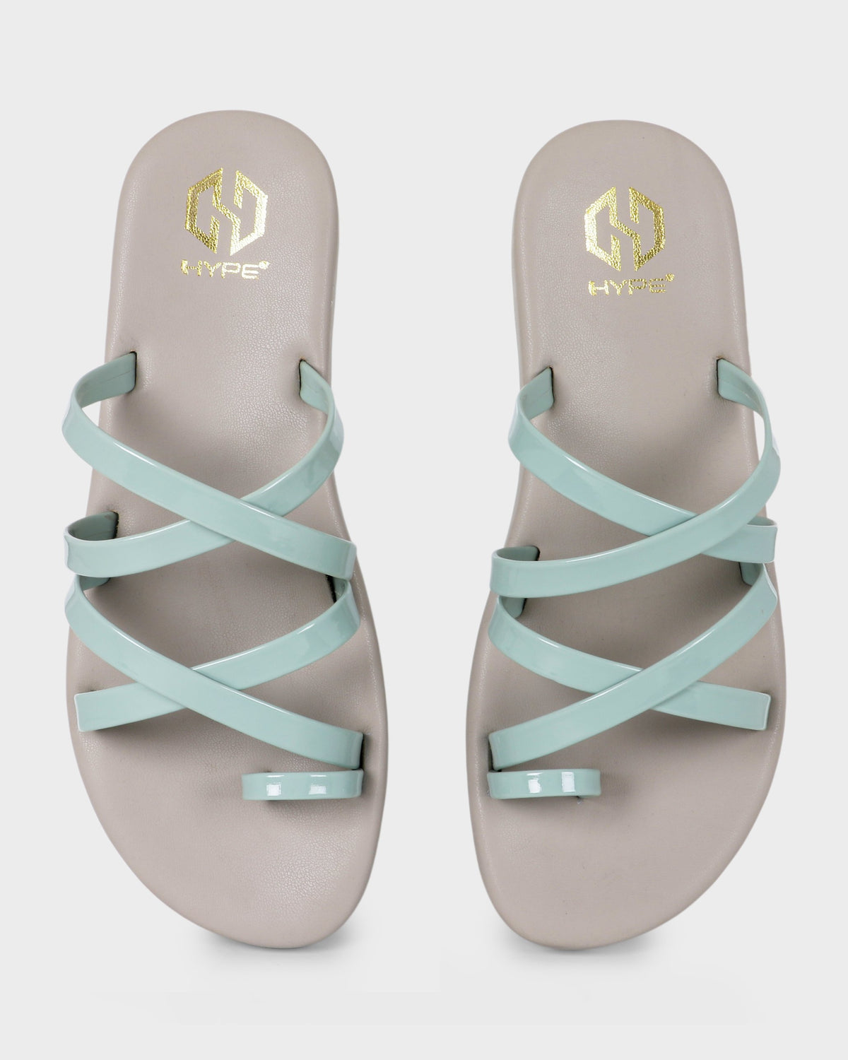 Aurelia Multi-Strap Toe-Ring Flat Slides - Green