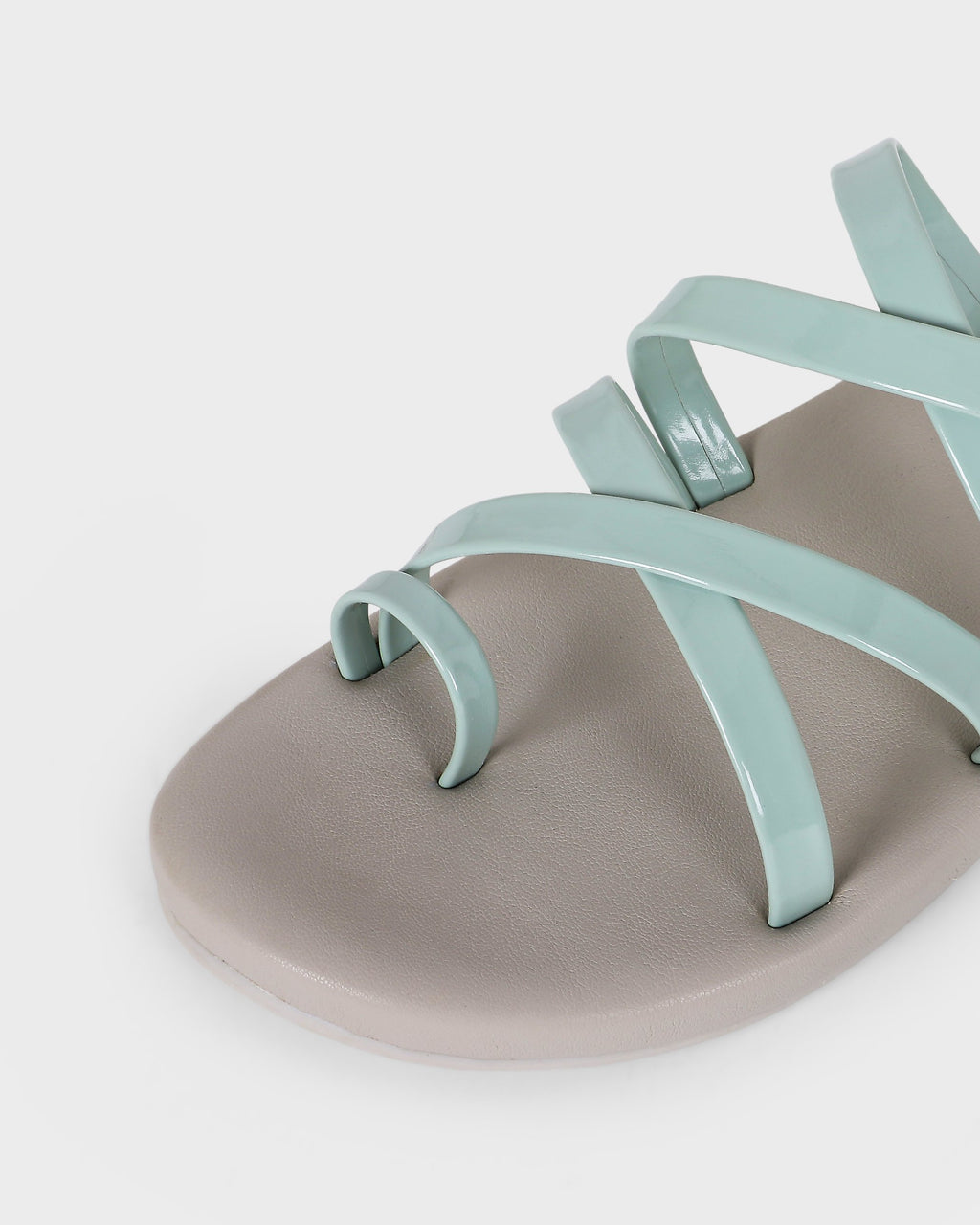 Aurelia Multi-Strap Toe-Ring Flat Slides - Green