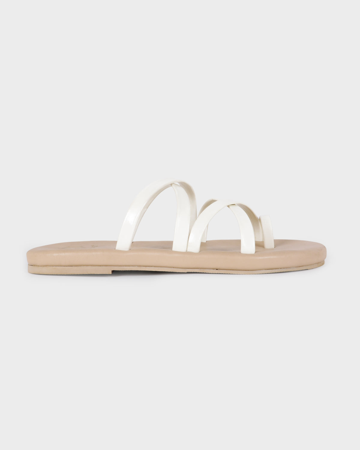 Aurelia Multi-Strap Toe-Ring Flat Slides - White