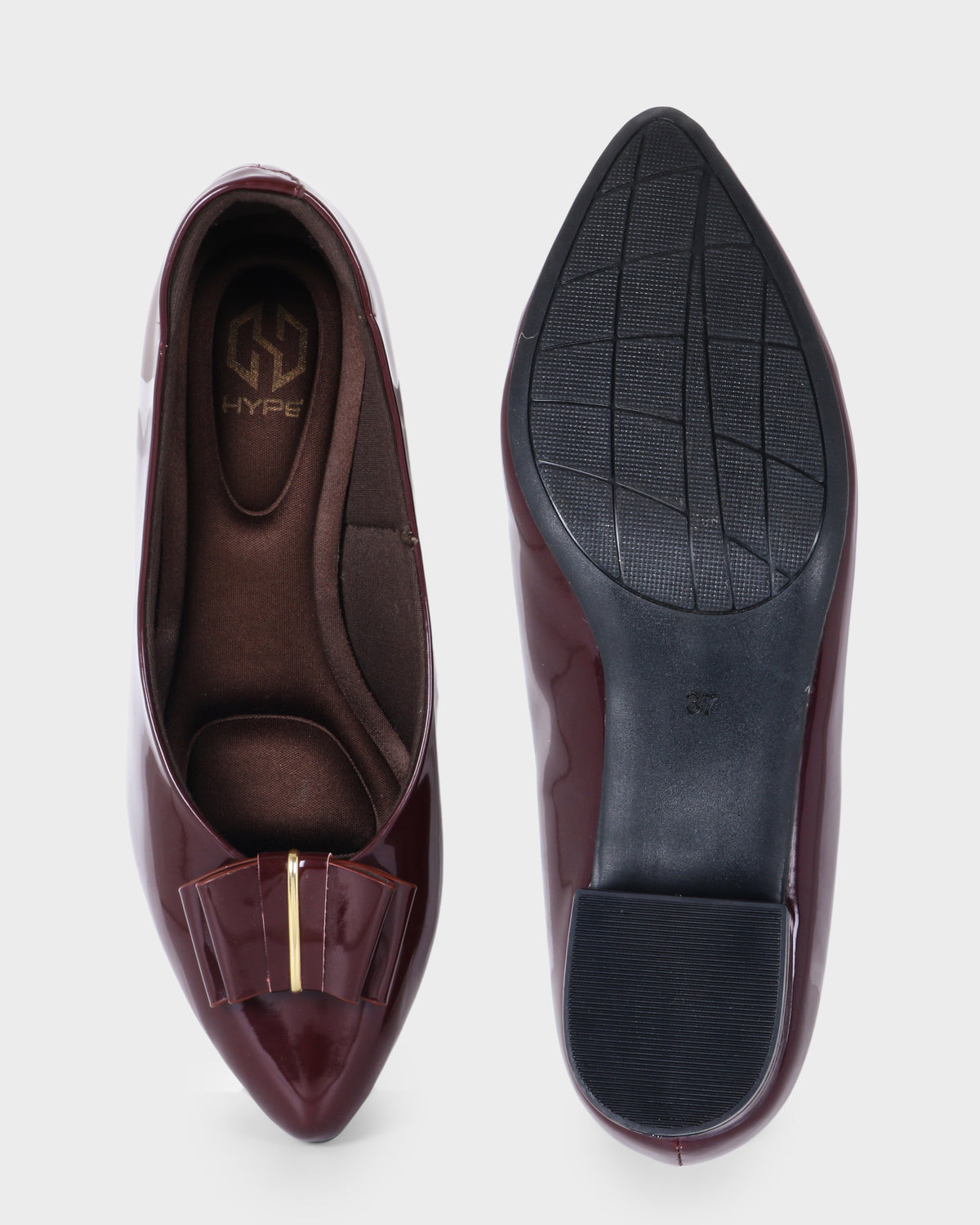 Rosette Bow Low Block Heel Pumps photo 5 - Maroon